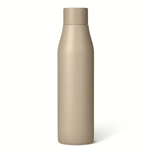 Amazon Basics Insulated Stainless Steel Water Bottle, 600ml, Double-Wall, BPA-Free, Leak-Proof, Linen Gray
