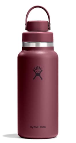 Hydro Flask Water Bottle - Insulated Stainless Steel - Wide Mouth Flex Chug Lid, Non Spill, Leakproof in 32 Oz Burgundy