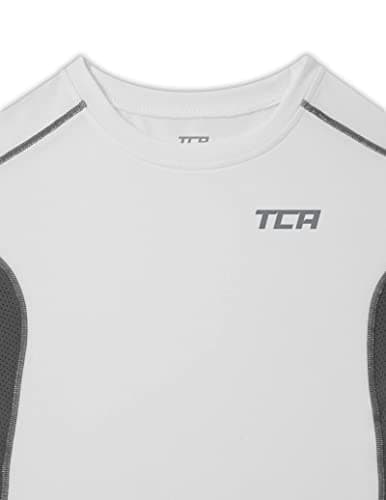 TCA Men's SuperThermal Compression Base Layer Top Long Sleeve Thermal Under Shirt - White/Space Grey, M — view 3