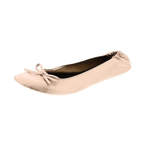 Foldable Ballet Flats - Women's Portable Ballerina Roll up Shoes, Gold, 10-11 — view 5