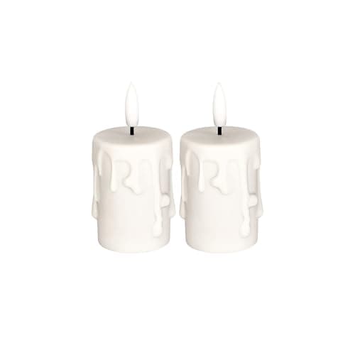 Ideen mit Herz Real Wax Coated LED Candles | Pack of 2 | Cream | Christmas | Warm White | Realistic Flame Effect | Timer Function | Battery Operated (with Wax Drops) — view 2