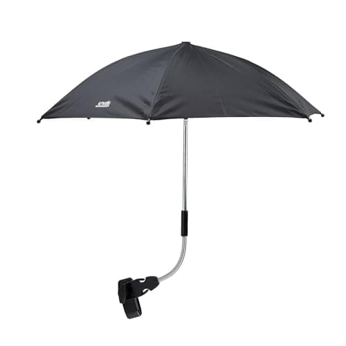 Cuddles Collection Baby Parasol Pram Umbrella UV Protection SPF 50+ Pram Parasol Universal Baby Sun Umbrella for Pram, Pushchair Parasol, Stroller & Buggy with Adjustable Clamp (Black)