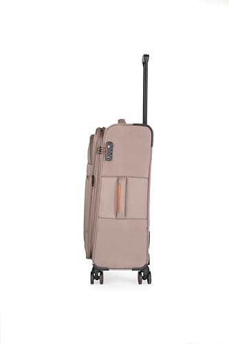 METZELDER Soft Retro Expandable Large Volume TSA Lock Suitcase, Taupe (Tan), M - Medium - 79/93 L - 67x42x28 cm - 3,4 kg, Soft canvas cabin suitcase, large size, expandable, 360° multi-directional — view 3