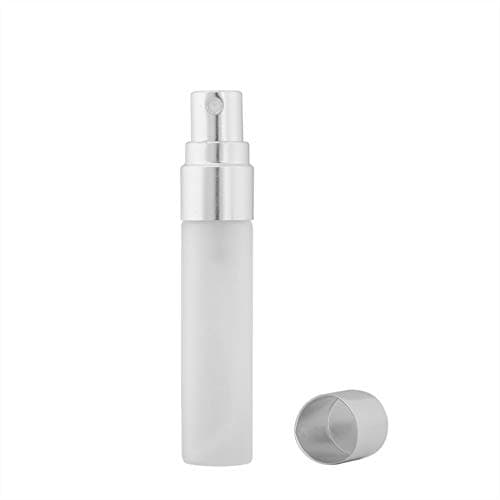 Enslz 10pcs Fine Mist 5ml Atomizer Clear Frosted Glass Bottle Vial Spray Refillable Liquid Fragrance Perfume Empty Scent Bottle for Travel Makeup Party (Silver) — view 4