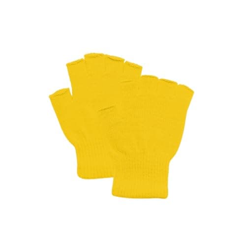 DOOVID Winter Knit Warm Mittens for Women & Men - Stretch Half Finger Gloves, Yellow, One Size — view 2