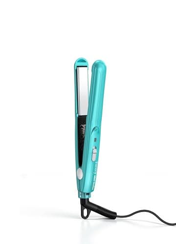 Farery Mini Hair Straightener for Short Hair, Small Straighteners Travel Straighteners and Ceramic Plate, Quick and Easy Hair Styling, Dual Voltage, Pouch Included, Blue