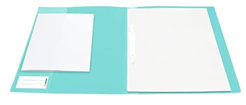HERMA 19497 File Folder A4 Translucent Turquoise, Pack of 3, Plastic Folder with Labelling Label, Slip Pocket & Metal Stapling Tongue, Sturdy Plastic File Folder Set for School and Office — view 3