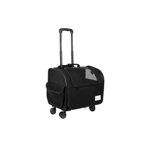 Galatée Dog Travel Bag With Removable Rolling Wheels, Airline Approved Pet Carrier, Foldable Cat Bag With Breathable Mesh, Pet Stroller(Black)