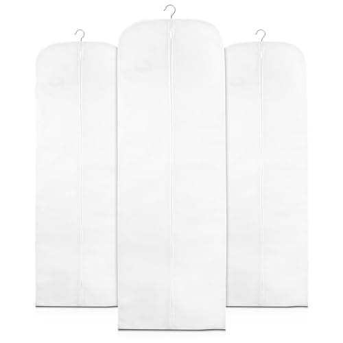 Wedcova Dress Bag | Hanging Garment Bags | Full Length Travel Covers | Wedding Long Clothes Storage Cover with Zipper for Women | 72 Inch (182cm) | Pack of 1 | White — view 5