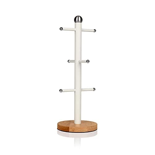 Swan Nordic White Kitchen Accessory Set with Mug Tree and Towel Pole, Bamboo Bases, Easy Storage, Soft Matte Finish, STP1012WHTN — view 2