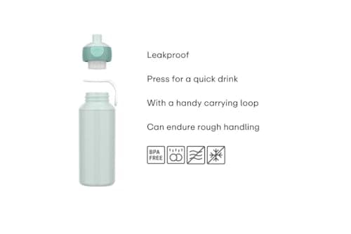 Mepal Drinking Bottle Pop-up Campus, Drinking Bottle, Leak Proof Drink Bottle For School, BPA-free and Dishwasher Safe, 400 ml, Cool mint — view 2
