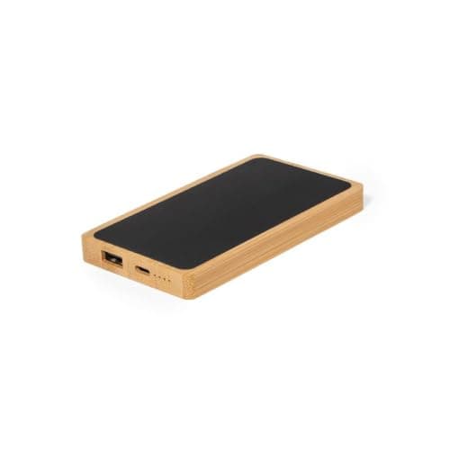 Sawfish Personalised Power Bank Koby 5000mAh Bamboo Power Bank with LED Illuminated, USB & USB-C Output, Fast 2.4A Charging