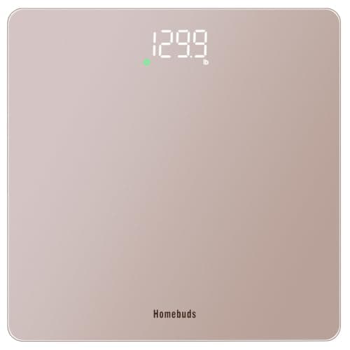 Homebuds Bathroom Scales for Body Weight, Precision 0.1lb by Our Professional Factory Since 2001, Weighing Scales Step-On and White LED for Easy to View, 3*AAA Included, 400lb/182kg, Rose Gold