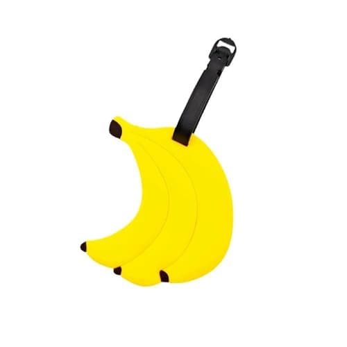 Cute Silicone Luggage Tag for Women Men Funny Fruit Travel Bag Tags Identifier Suitcase Label Personalized Luggage Tags, Banana B