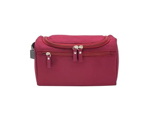 ONEGenug Hanging Toiletry Bag for Men & Women, Travel Wash Bag Cosmetics Makeup Bag Organizer for Travel Essentials with Handle Red — view 4