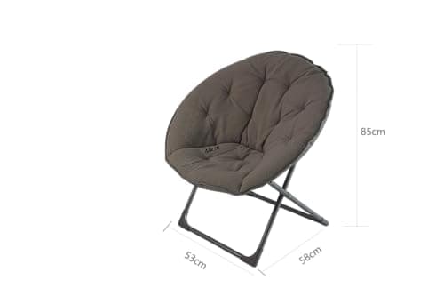 Portable Soft Moon ChairGray Folding Camping Chair Reading Armchair Sheep Wool Cushion Ideal for Bedroom Balcony Relaxation Areas Gardens Patios 80x80x37 cm — view 2