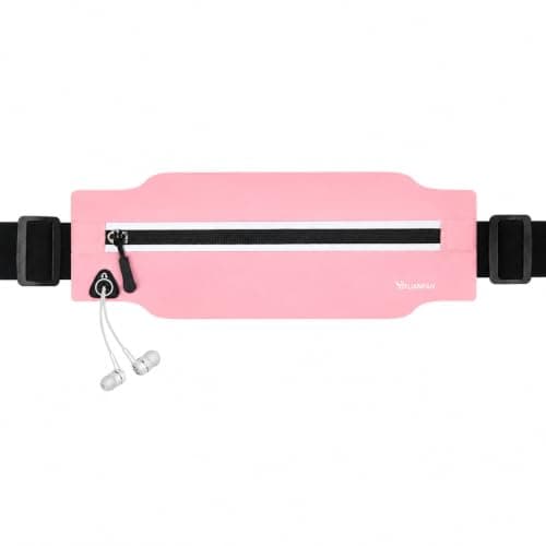 Running Belt for Men & Women, Slim Bum Bag & Running Phone Holder, No Bounce Waist Pack, Water Resistant Reflective Running Pouch, Adjustable Fitness Belt Fits All Smartphones(Pink) — view 2