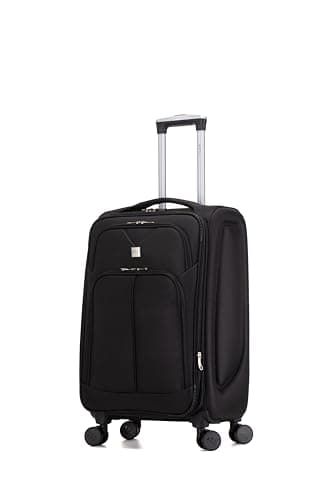 ATX Luggage 24" Medium Suitcase Soft Shell 73L Expandable Lightweight 20-23KG Hold Check in with 4 Spinner Wheels and Built-in 3 Digit Lock (Black)