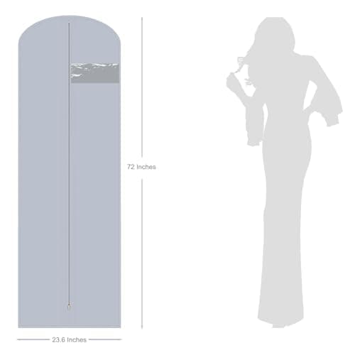 3-Pack Long Dress Garment Bag with Window, Hanging Clothes Cover for Gowns, Wedding Dresses, and Suits – Dust-Proof Storage with Metal Zipper (183cm / 72 inches) — view 5