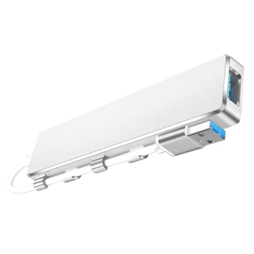 Multi Port USB Hub 4 Ports Stainless Steel Abs Silver