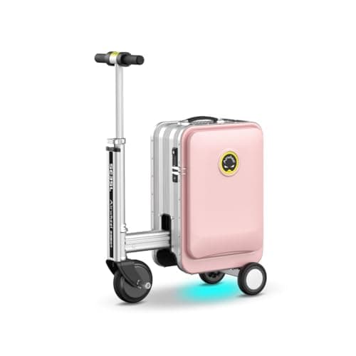 AirWheel SE3SL Pink Mobile Suitcase with Electric Motor, Ideal for Hand Luggage, 20L Volume, TSA Lock, USB Power Bank - Smart Travel Luggage, Pink, Mobile Suitcase for Hand Luggage