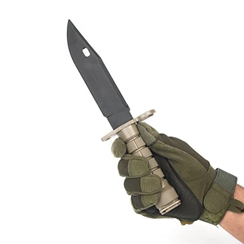 QIRUIMY Tactical M9 Bayonet Plastic Knife,Bendable Rubber Combat Knife with Sheath,Airsoft Military Training Enthusiasts CS Cosplay Dagger Model Dress Up Accessory (Brown) — view 4