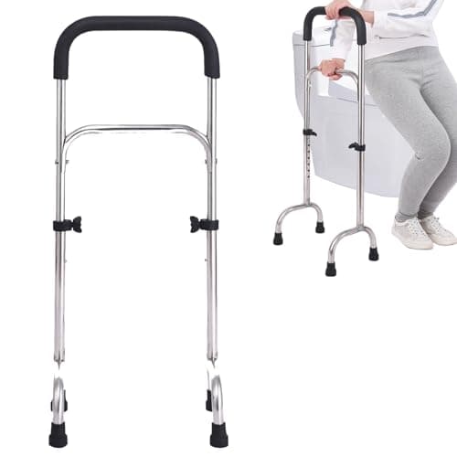 Walking Stick for Elderly, Multifunctional Standing Aid Frame, Adjustable Four Leg Wide Base Stable Stainless Steel Canes Standing Mobility Aid