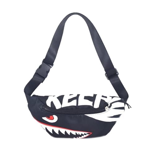 Dzxin Shark Fanny Pack,Kids Bum Bag Bumbag Cartoon Hipsack Belt Bag Waist Bag Fanny Pack Fabric Nylon Money Belt Crossbody Chest Bag for Children Grils Boys Running Hiking Travel Sports — view 4