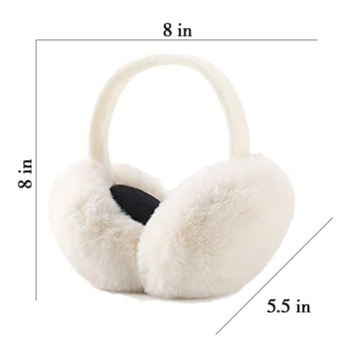 IHCEMIH Ear Muffs, Women Earmuffs Winter Accessories Fluffy Plush Foldable Adults Outdoor Thermal Ear Warmer Skiing Running Ears Covers Protector from Wind Cold Fashion Gift for Girls Ladies White — view 2