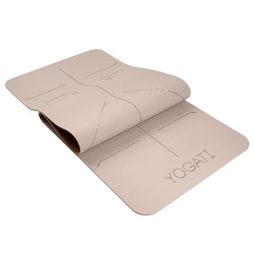 YOGATI Yoga Mat with Alignment Lines. Yoga Mats with carry strap perfect for Pilates and Fitness Workout, Eco Friendly Non Slip Thick Yoga Mats for women and men - Yoga Matt. (Brown) — view 4
