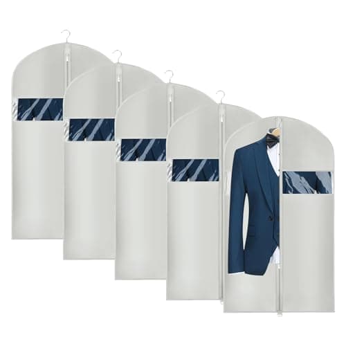 Univivi Suit Bags for Men 43 inch Suit Covers Garment Bags Grey, Set of 5