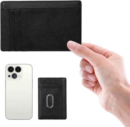 TRIXES Black Vegan Leather Card Holder with RFID Blocking — view 5