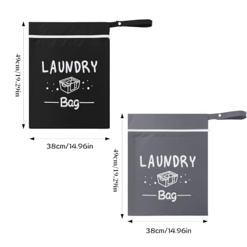2 Pcs Travel Laundry Bags for Dirty Clothes, Waterproof Wet Bag with Zipper & Handle, Washable Small Laundry Bag for Travelling, Swimming, Gym, Camping and Family Vacation — view 2