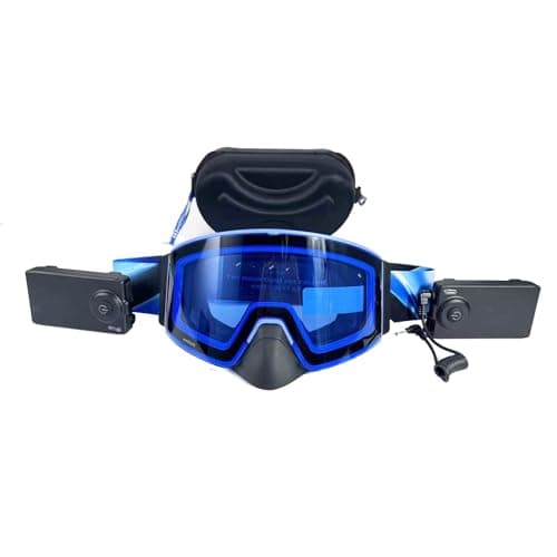 Wynthorix Heated Goggles Snowmobile Anti-Fog Magnetic Interchangeable Frameless 100% UV Lens OTG Electric Ski Goggle (H22 auro edition blue Vlt33.3%)