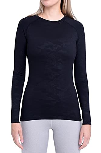 TCA Super Thermal Top Women - Ladies Thermal Vest - Thermals Womens - Ski Base Layer Women - Workout Tops for Cold Weather - Black Combat, XS