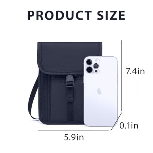 AYNKH Chest Pouch Waist Bag RFID Protection,Anti-Magnetic ID Badge Holder,Waterproof,Security Bag with Adjustable Neck Strap for Cash,Cards,Passports,Business,Travel,School (Neck wallet-2Navy Blue) — view 2