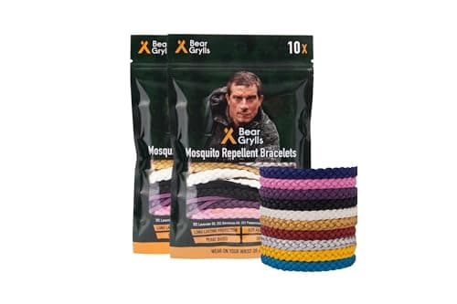 Bear Grylls Mosquito Repellent Bracelets | Crafted for Adventure | Adjustable Leather | DEET-Free | Long-Lasting Protection | Pack of 20