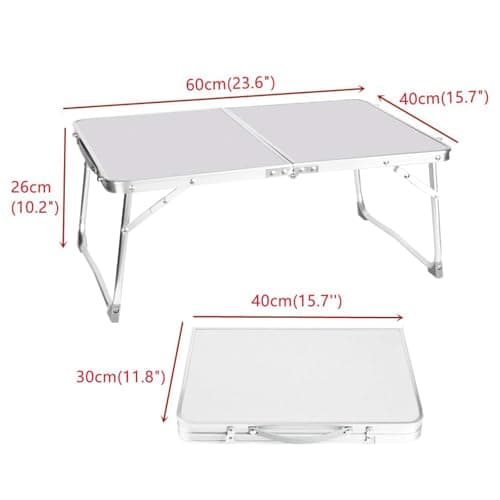Folding Camping Table with Carrying Handle, White Portable Foldable Picnic Tables, Lightweight Extra Strength Camping Buffet Trestle Table, Laptop Bed Table Desk, for Outdoor Indoor Catering Garden — view 2