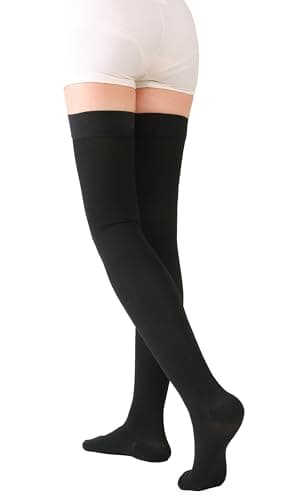 TOFLY® Medical Thigh High Compression Stockings for Women & Men, Closed Toe, Opaque, Firm 20-30mmHg Graduated Compression Socks with Silicone Band, Support for Varicose Veins, Edema, Travel,Black XXL — view 6