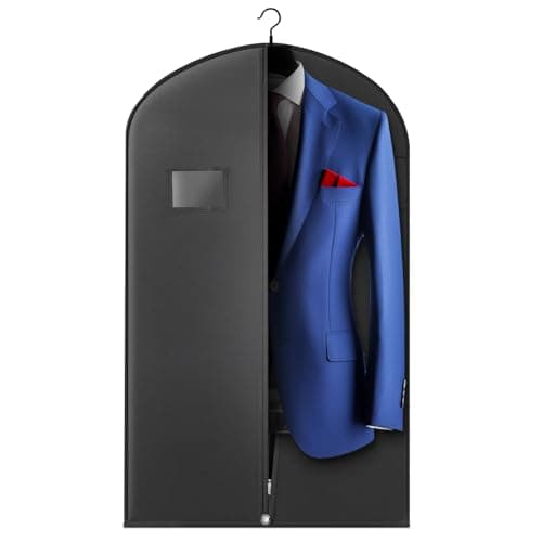 Hleelomi 40-inch Garment Bags for Travel, Garment Bags for Hanging Clothes with Zipper and Visible Transparent Window, 1 Pack，Black