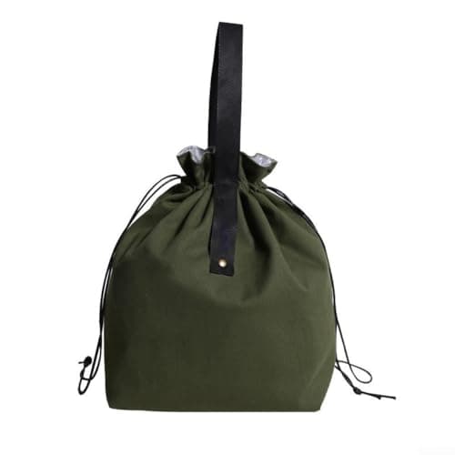 Fauhapyway Insulated Lunch Bag Canvas Thermal Tote 21x30cm(Green) — view 5
