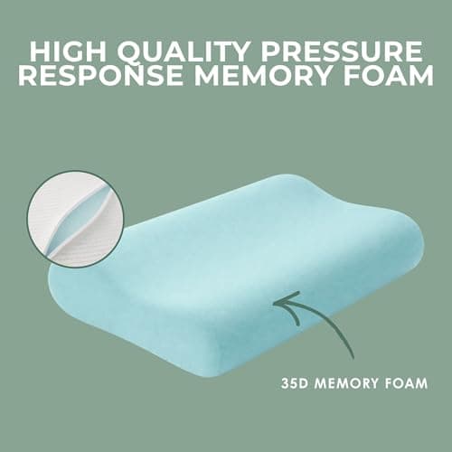 Willow & Sage Large Contour Memory Foam Pillow 60x40x10/12cm – Orthopaedic Cervical Neck Support Pillow – Ergonomic Design for Back & Side Sleeping – Breathable Removable Cover (Pack of 2) — view 6