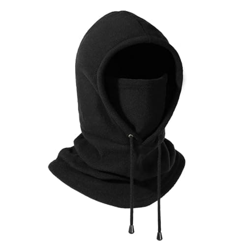 SNBUHA Balaclava Windproof Ski Mask, Soft and Adjustable Winter Neck Warmer, Outdoor Fleece Hood Face Cover Hat for Men Women Running Skiing Cycling Motorbikes Hiking, Black