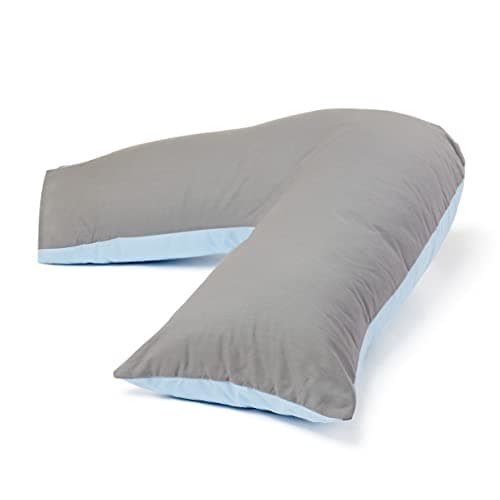 C Stores Large V Pillow with 2 Tone Pillowcase Extra Filled Cushioning Support for Head, Neck & Back – Non Allergenic (V Pillow with 2 Tone SKY BLUE/GREY Cover) — view 2