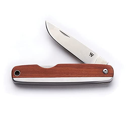 Whitby Pocket Knife, Stainless Steel Folding Knives Mahogany Wood Handle