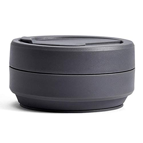 STOJO On-The-Go Biggie Collapsible Coffee Cup with Lid - 16oz / 473ml - Reusable & Foldable Silicone Travel Mug - Portable, Pocket Size - Dishwasher Safe - Carbon — view 4