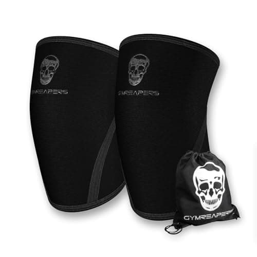 Gymreapers Knee Sleeves (1 Pair) Gym Bag - IPF Approved - Knee Sleeve & Compression Brace for Squats, Fitness, Weightlifting, and Powerlifting 7MM Sleeve Pair - For Men & Women (Black/Black, L)
