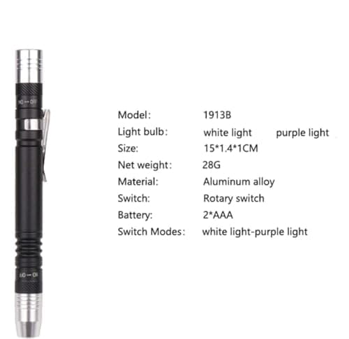 POCKETMAN Torch Detector for Testing Purple White mini UV Flashlight 395nm 2-in-1 UV LED Flashlight Black Light 2 Light Source — view 4