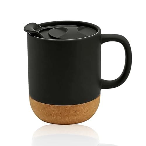 Eidoct Travel Ceramic Cup with Handle, Ceramic Coffee Mug 400ML