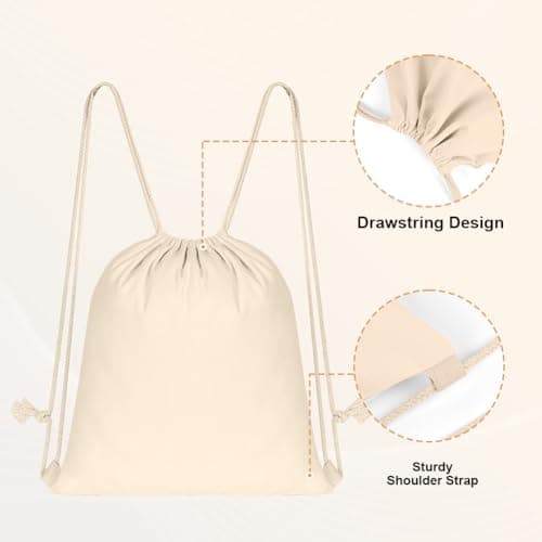 HAGOT 2 Pack Drawstring Gym Bags Cotton, Draw String Backpack, Cotton Shopping Bags, Suitable for Sports, Gym, School, Travel — view 3